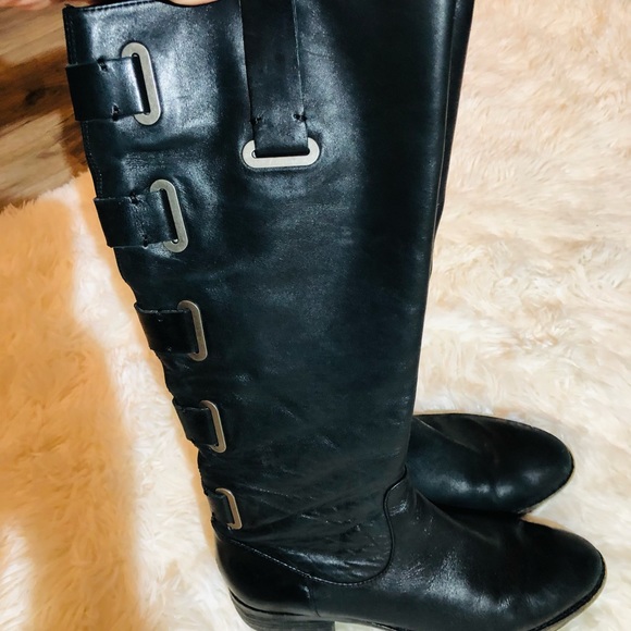 Arturo Chiang Distressed Riding Boots, Black with buckle detail, Size 6.5 - Picture 6 of 7